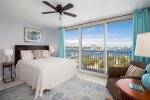 Guestroom 1 offers a queen bed and beautiful harbor views.